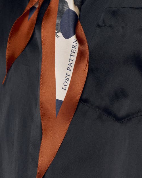 Lost Pattern Nyc "noir Floral" Silk Diamond Neckerchief In Multi