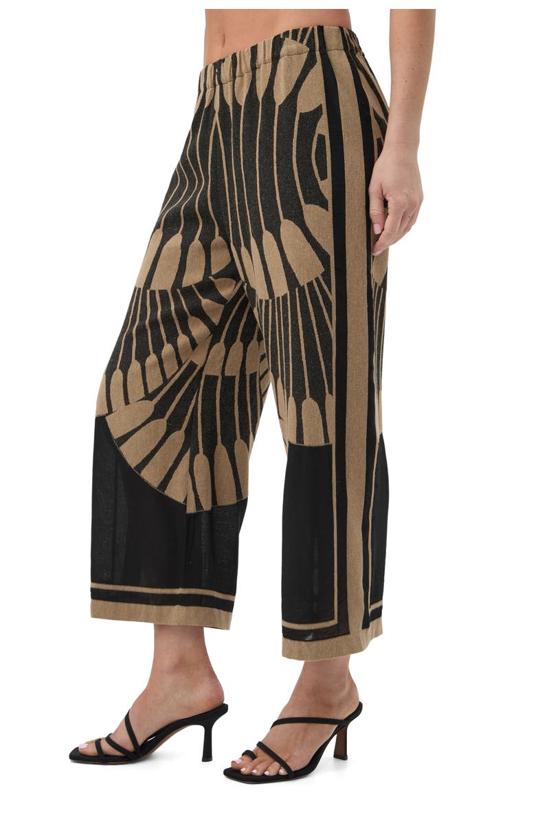 Trina Turk Estella 2 Printed Crop Pant, Alternate, color, Black/Camel