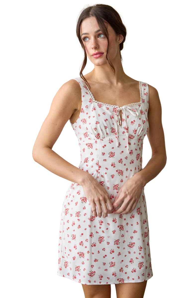 Blu Pepper Floral Keyhole Minidress, Alternate, color,