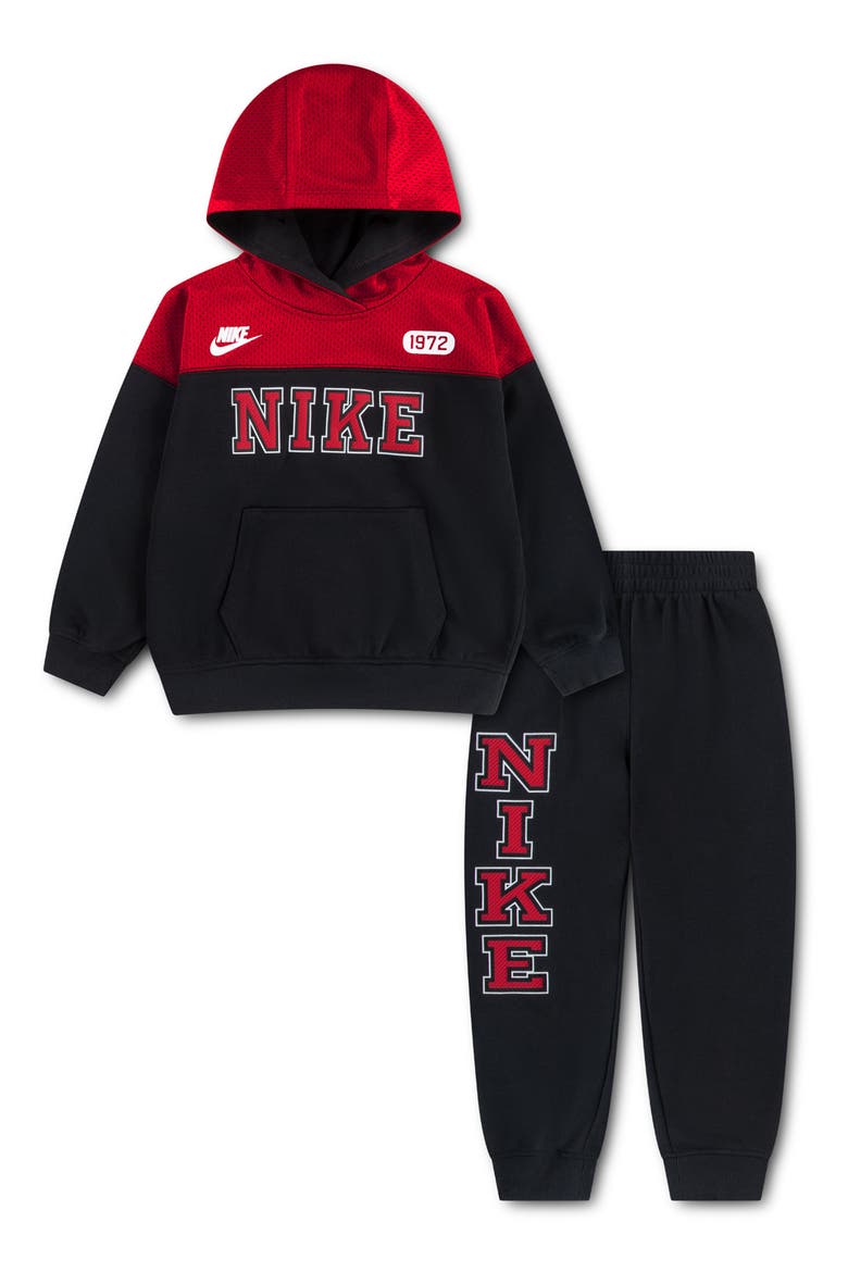 Kids' Colorblock Graphic Hoodie & Joggers Set, Main, color, BLACK