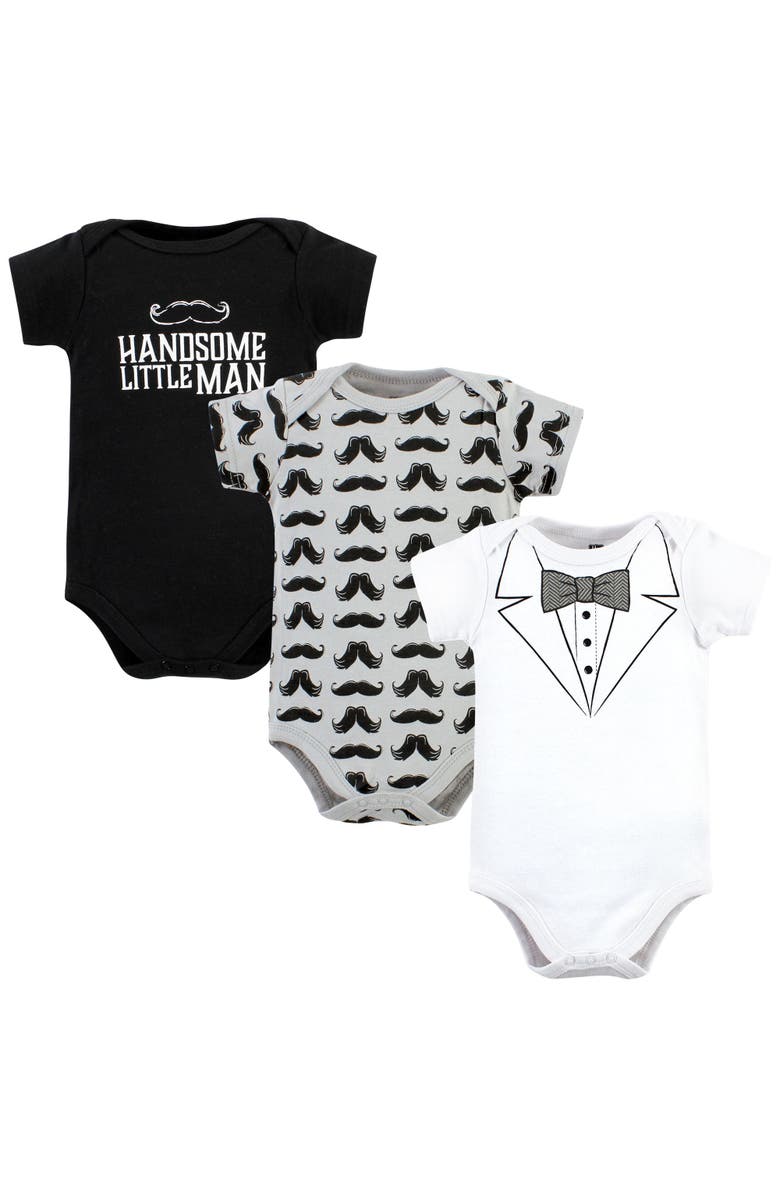 Hudson Baby Cotton 3-Piece Bodysuit Bundle, Main, color, Tweed Bow Tie