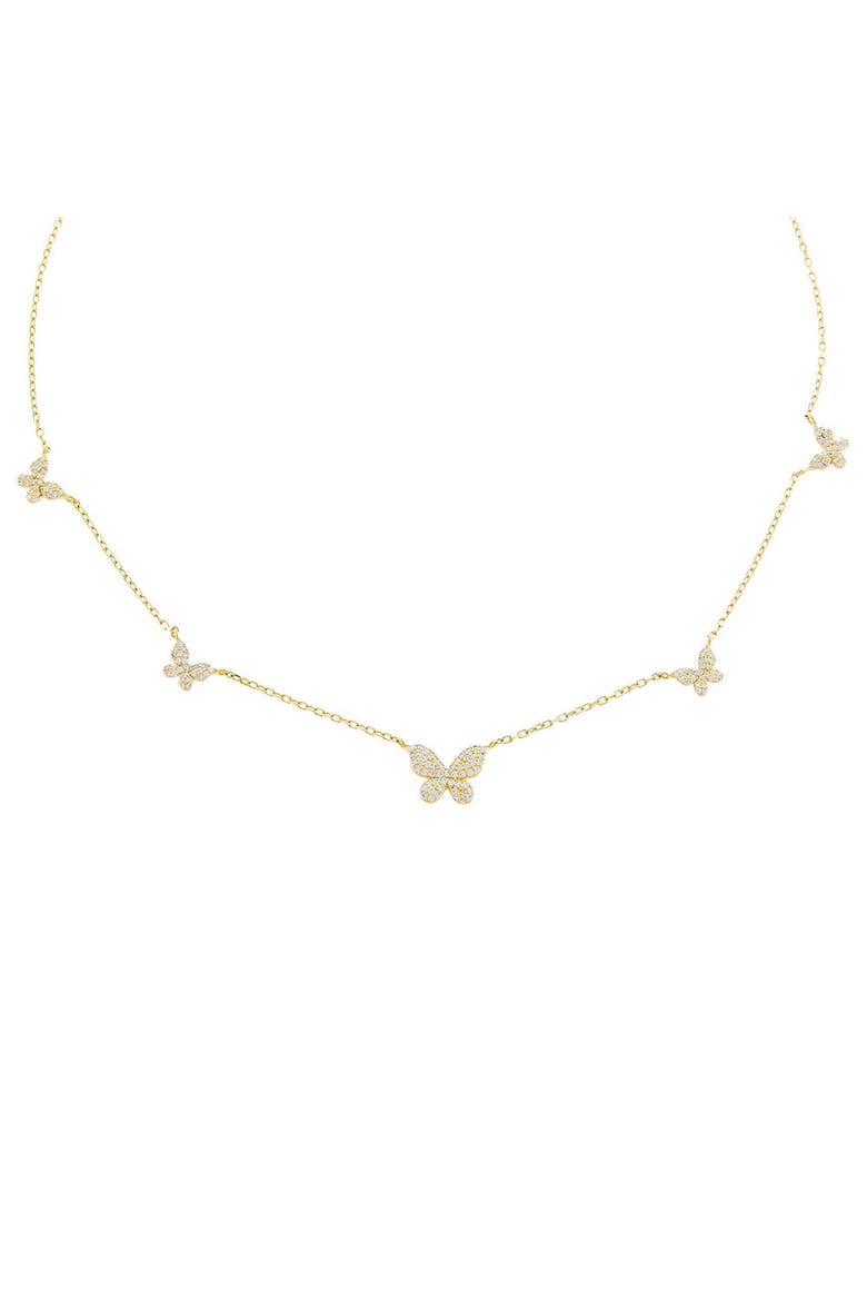 Pave 5 Butterfly Necklace, Main, color, Gold
