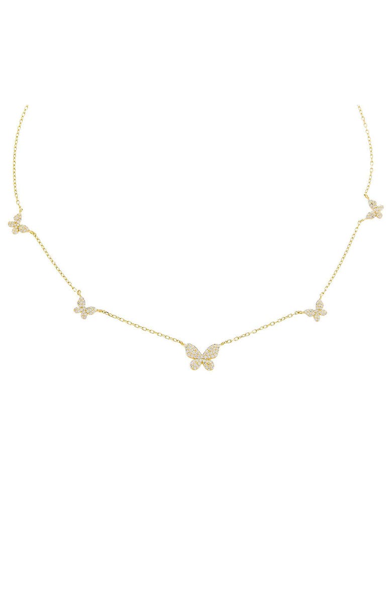 BY ADINA EDEN Pave 5 Butterfly Necklace, Main, color, Gold