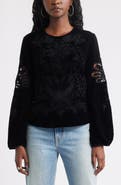 Treasure & Bond Velour Floral Cutwork Top