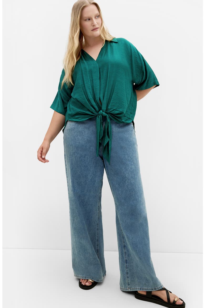 Rosie Tie Front Shirt, Alternate, color, JADE