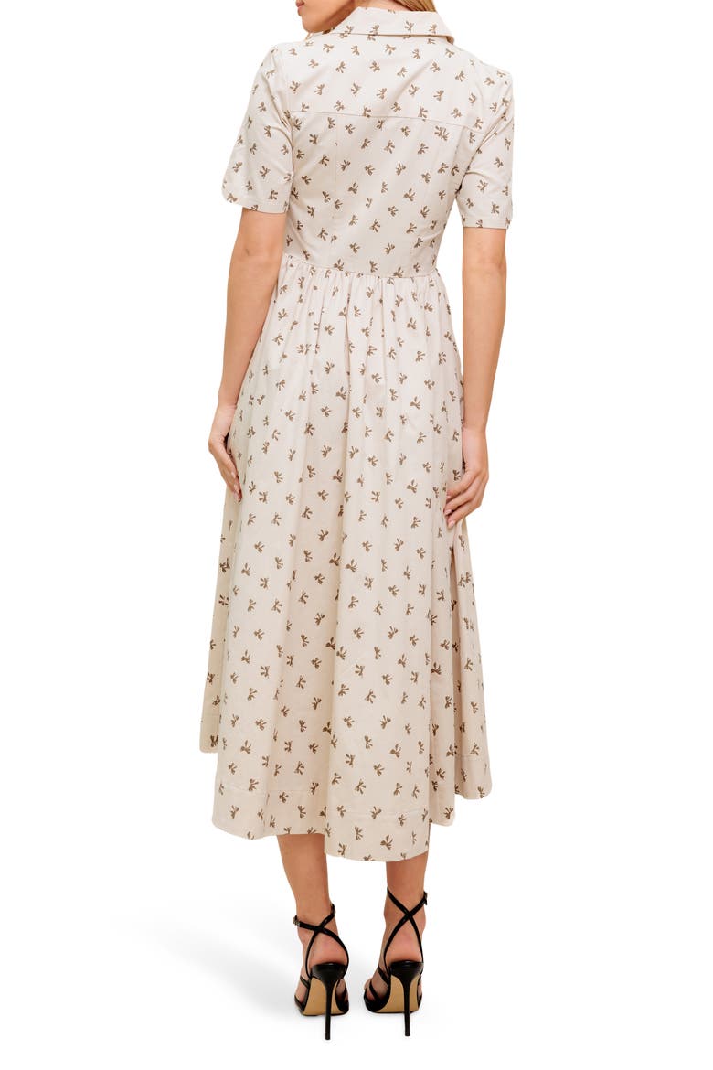 Collared Fit & Flare Midi Dress, Alternate, color, BEIGE
