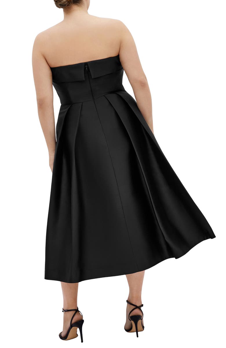 City Chic Tiffany Strapless Fit & Flare Dress, Alternate, color, Black