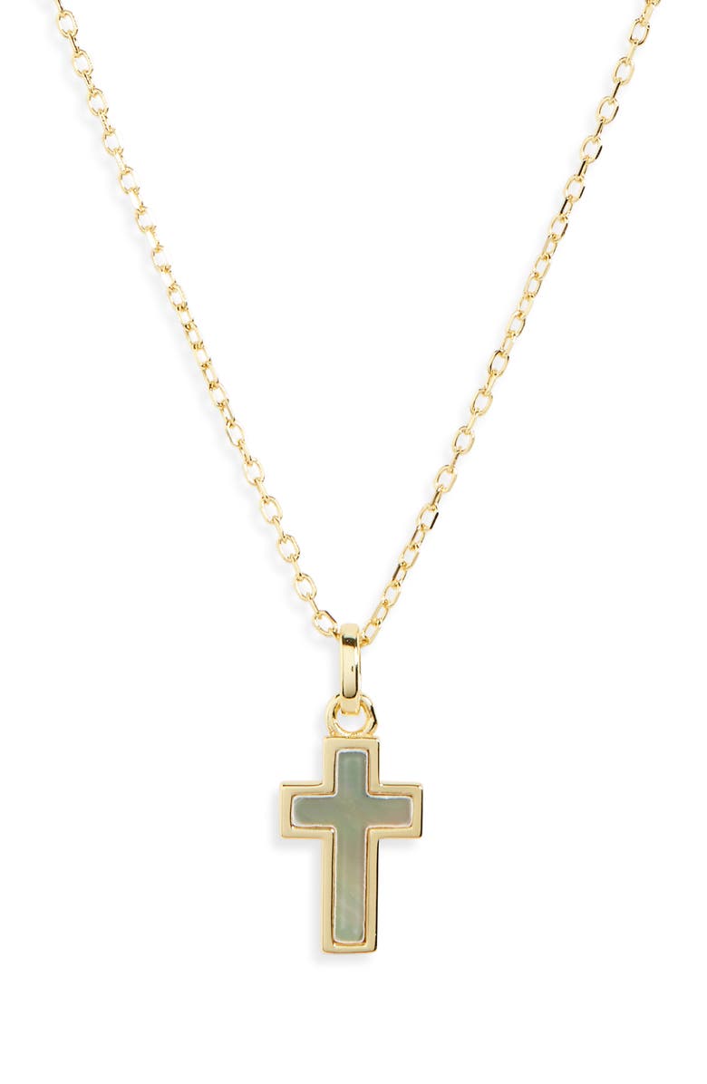 Argento Vivo Sterling Silver Mother-of-Pearl Cross Pendant Necklace, Main, color,