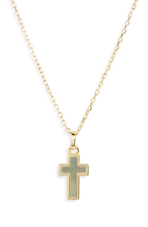 Mother-of-Pearl Cross Pendant Necklace