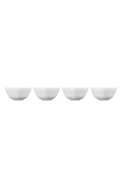 Le Creuset Set Of 4 Stoneware Mini Heart Pinch Bowls In White