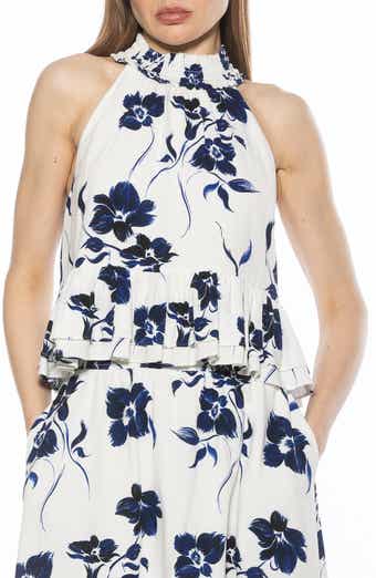Alexia Admor Roth Smocked Ruffle Halter Top