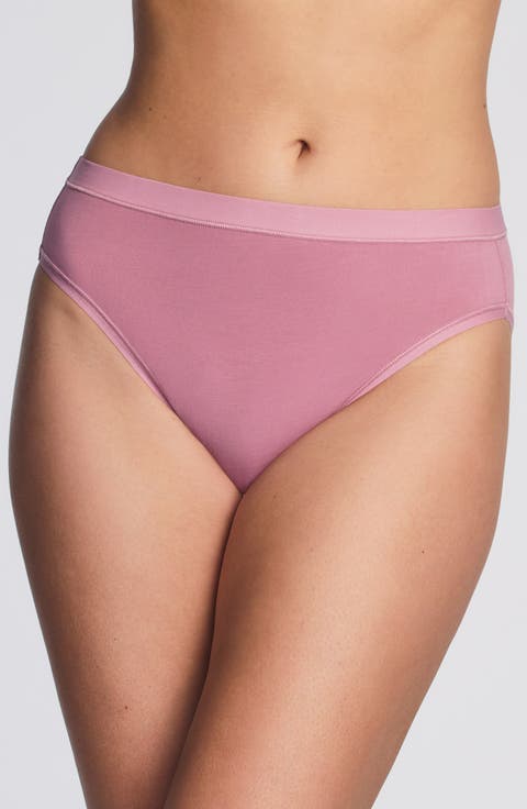 Understated Cotton Blend High Leg Briefs