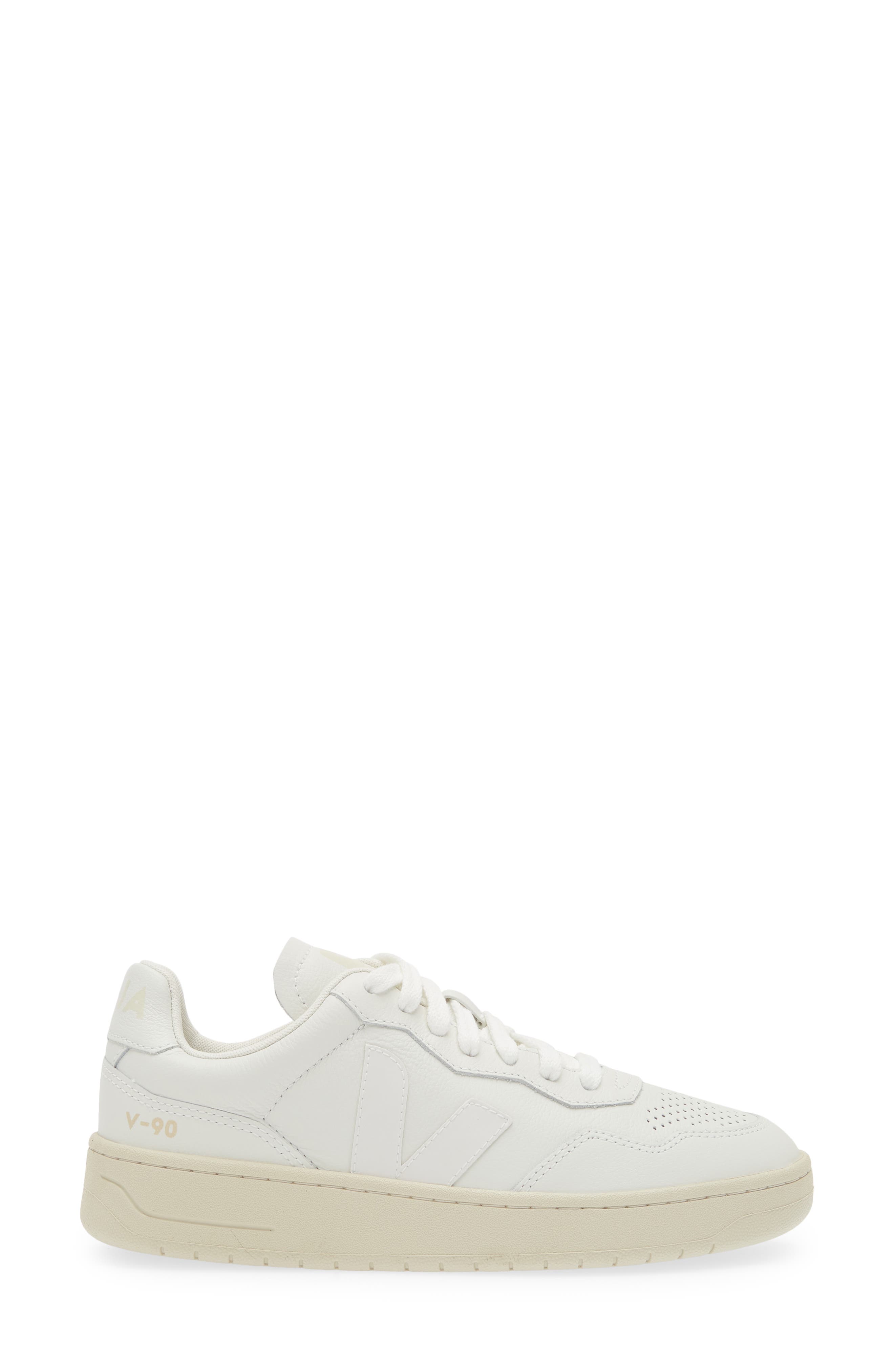 Veja V-90 Leather Sneaker, Alternate, color, Extra White