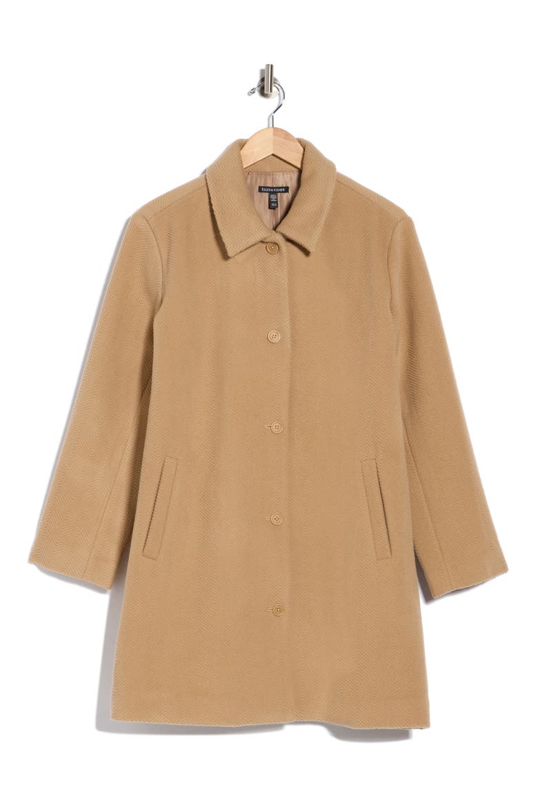 Herringbone Wool Coat, Main, color, BISCUIT