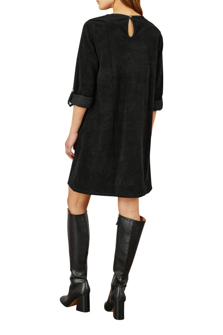 Cord Tunic Dress With Pockets, Alternate, color, Black
