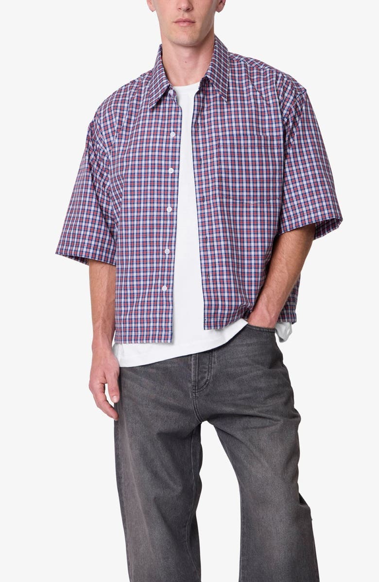 mnml Crispy Plaid Poplin Button-Up Shirt, Alternate, color,