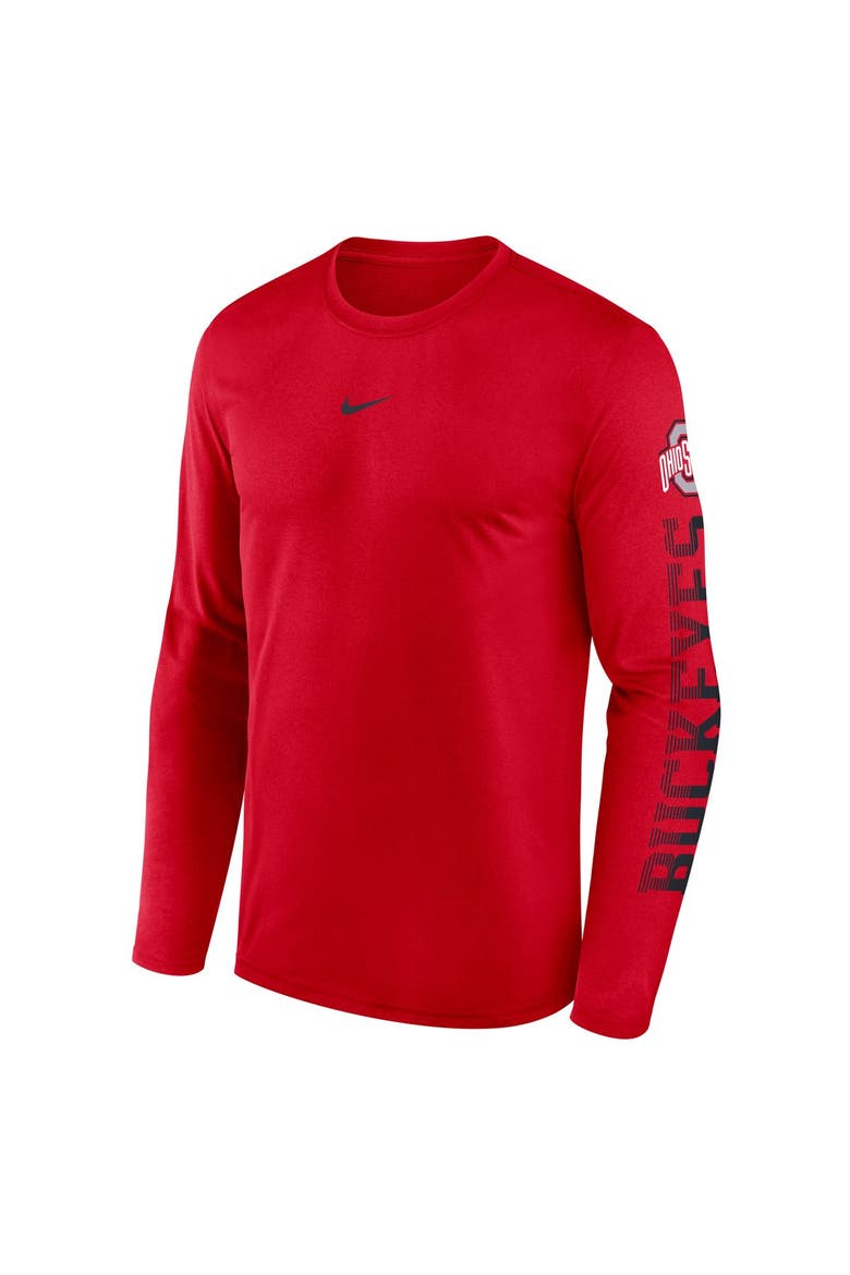 Men's Nike  Scarlet Ohio State Buckeyes Primetime Logo Sleeve Legend Dri-FIT Long Sleeve T-Shirt, Alternate, color, Scarlet