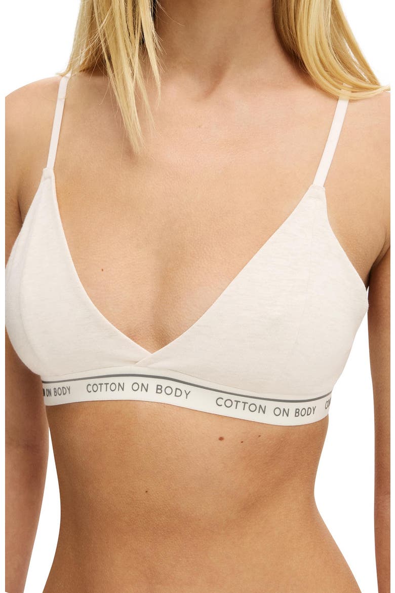 Women's Branded Cotton Cross Over Bralette, Alternate, color, Butterscotch Marle