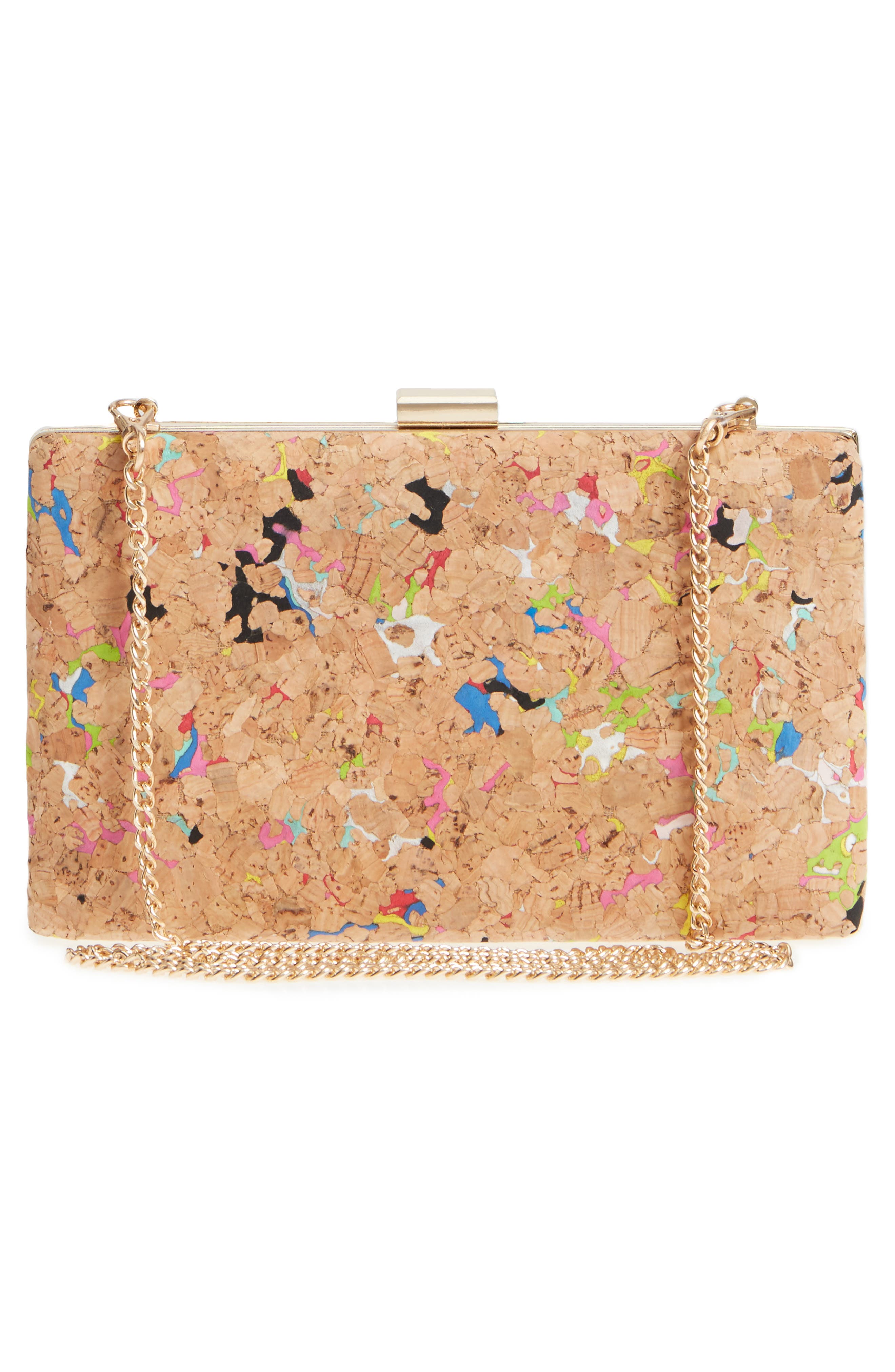 Rainbow Fleck Cork Minaudière, Alternate, color, MULTI