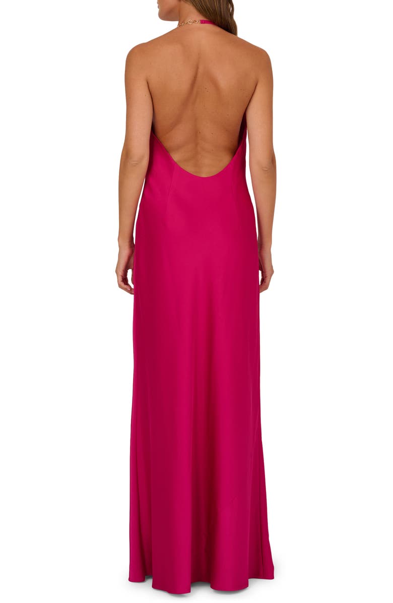 Adrianna Papell Open Back Satin Gown, Alternate, color, Bright Rose