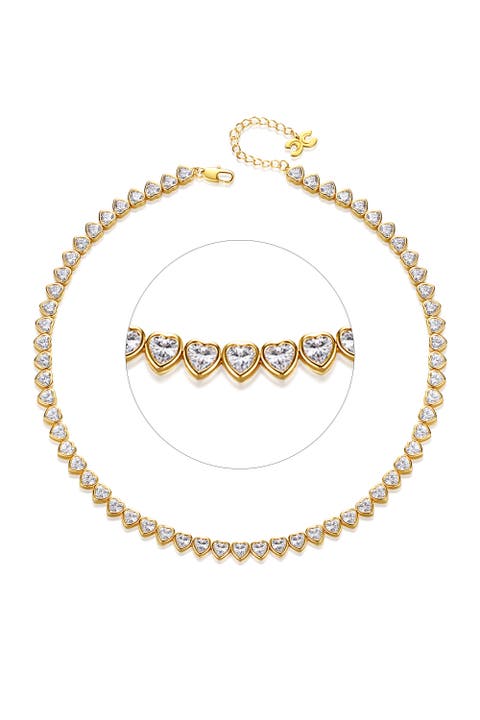 Heart Shaped Zirconia Tennis Choker Necklace