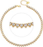 Classicharms Heart Shaped Zirconia Tennis Choker Necklace