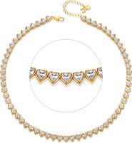 Classicharms Heart Shaped Zirconia Tennis Choker Necklace