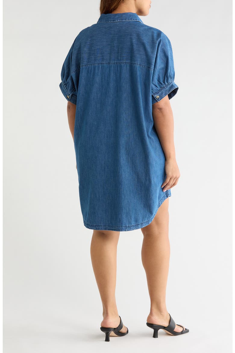 Chambray Polo Shift Dress, Alternate, color, MEDIUM WASH