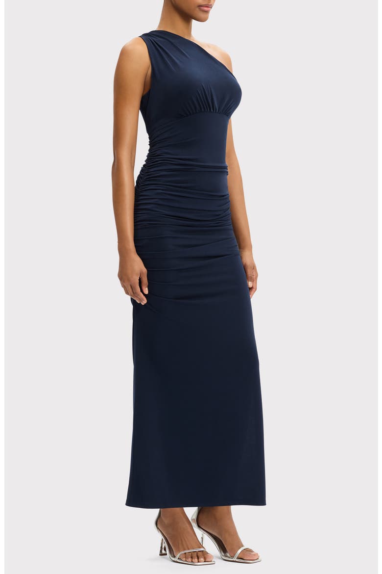 One-Shoulder Ruched Jersey Cocktail Dress, Alternate, color, CLASSIC BLUE-470