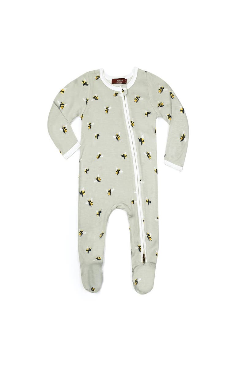 Milkbarn Zipper Footed Romper, Main, color, Bumblebee