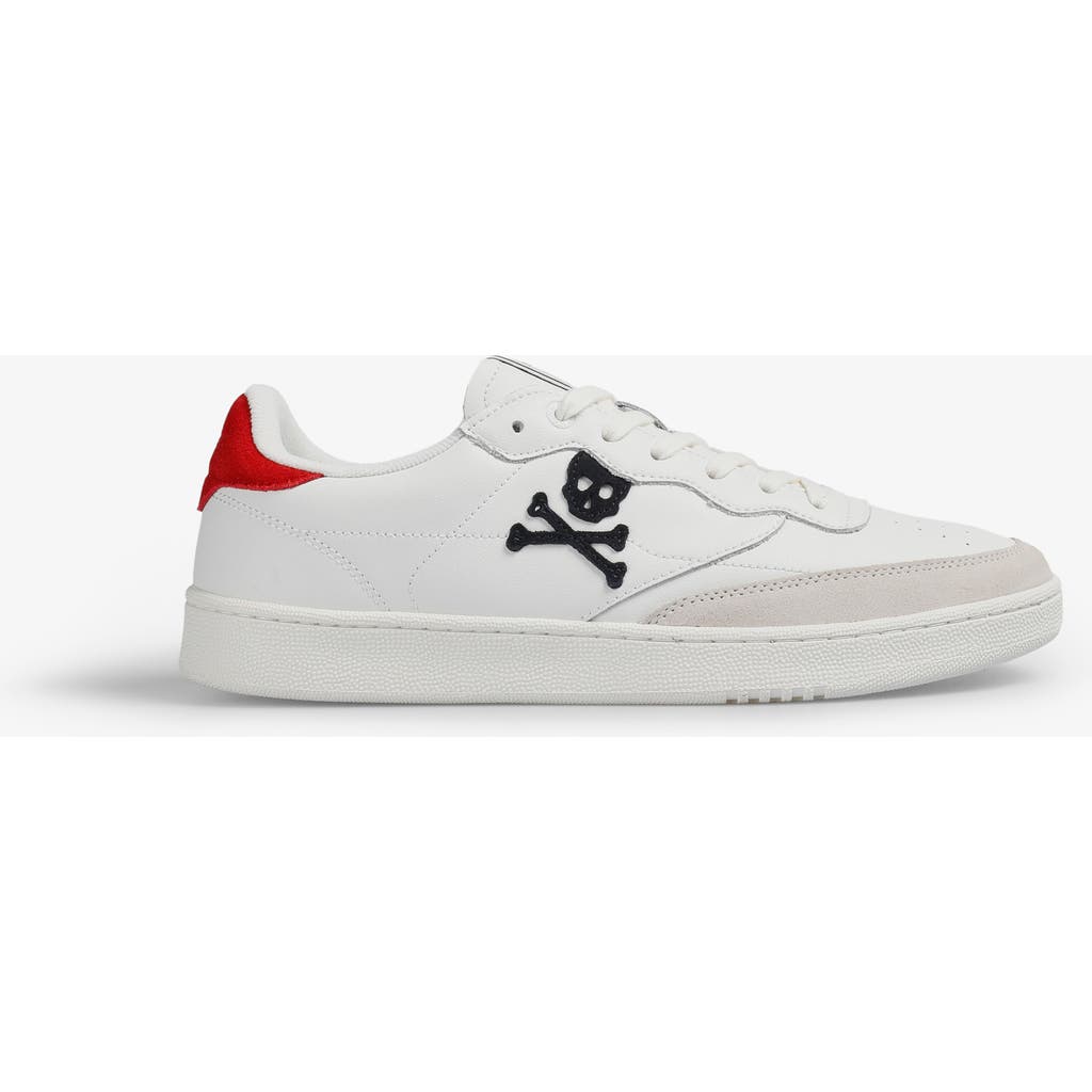 Scalpers Leather Side Skull Ford Sneakers In White