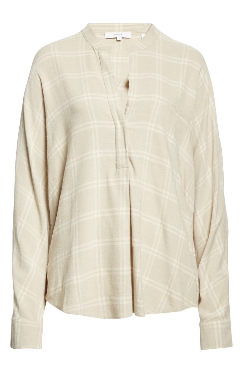 Vince Shadow Plaid Top, Alternate, color, Oatmeal