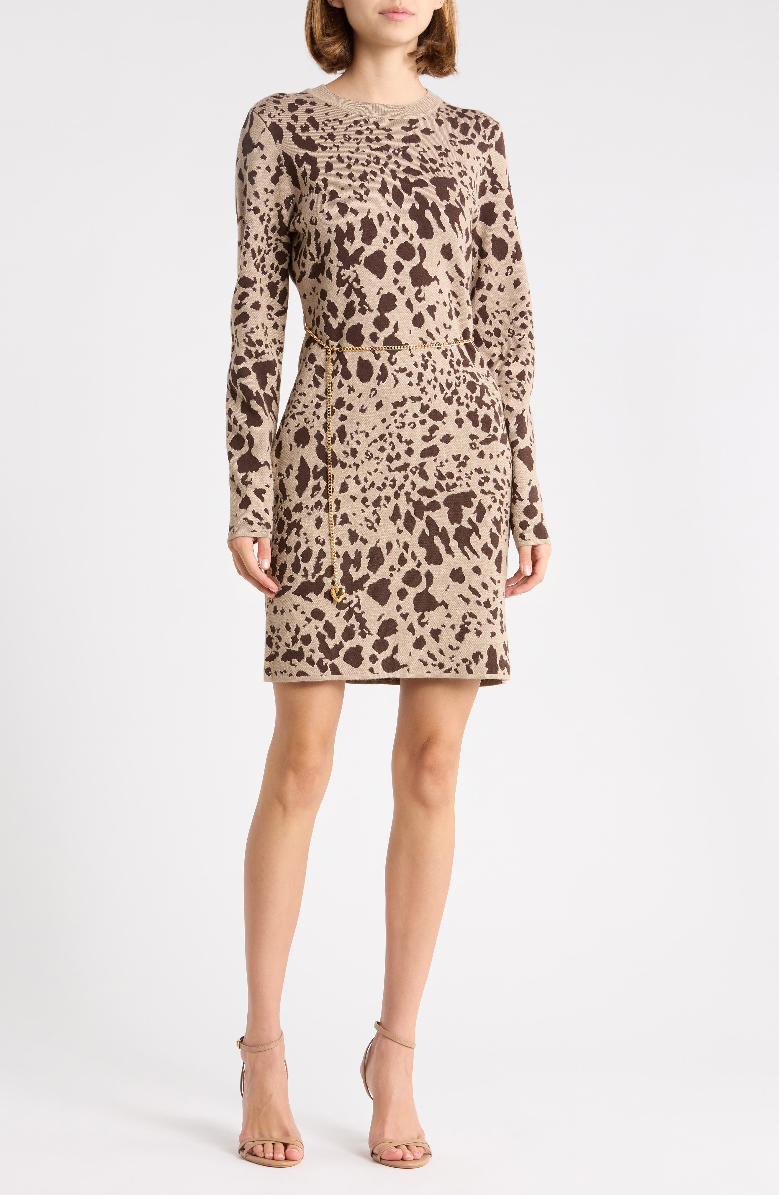 Long Sleeve Jacquard Minidress