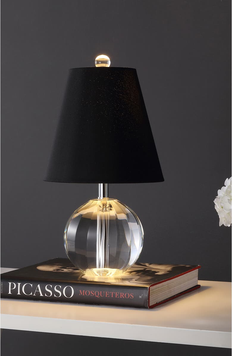 JONATHAN Y Goddard 16" Crystal Ball/Metal LED Table Lamp, Alternate, color, Clear/Black