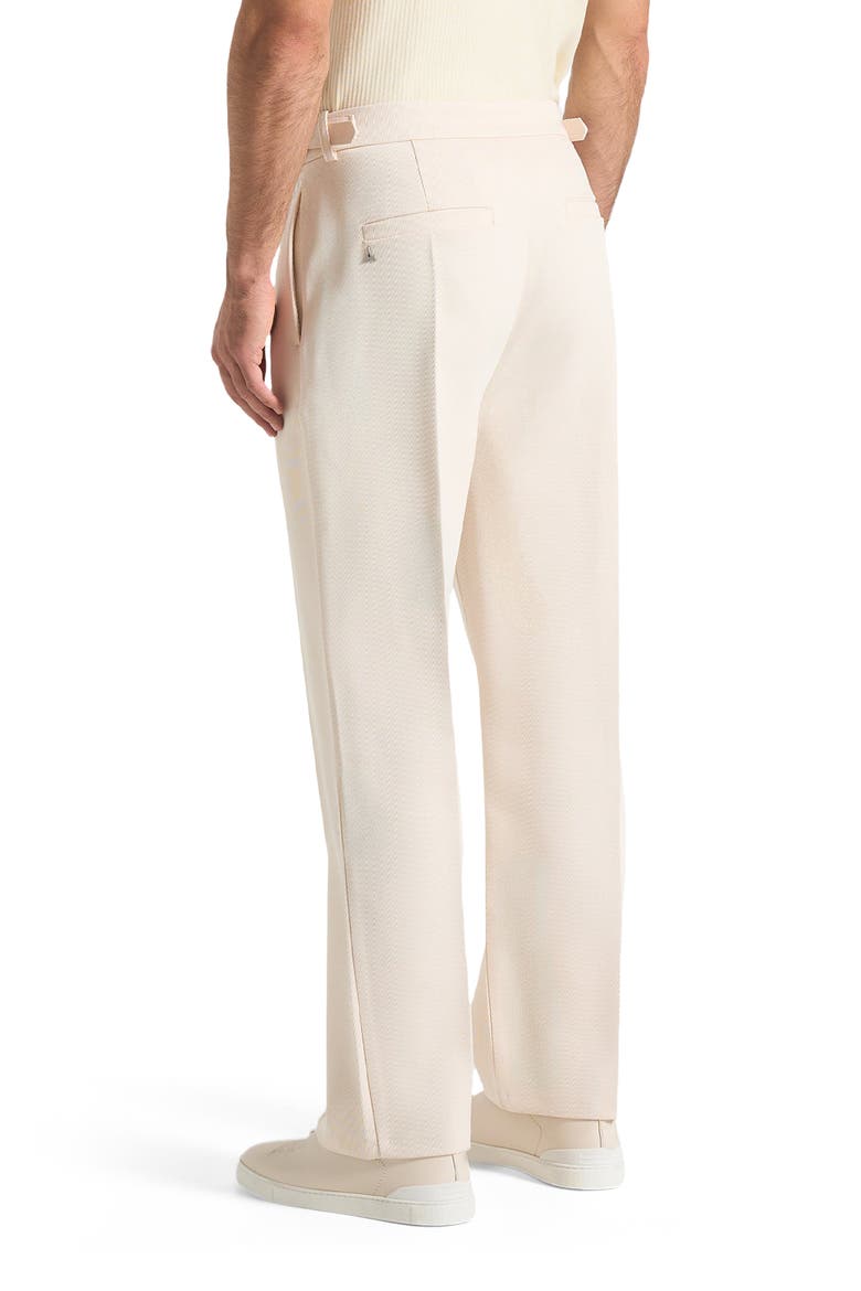 Dorian Relaxed Fit Twill Pleated Tailored Trousers, Alternate, color, Cream
