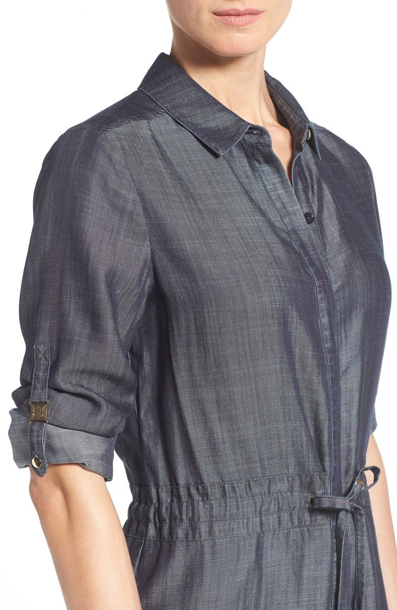 Ivanka Trump Tencel<sup>®</sup> Chambray Roll Sleeve Shirtdress, Alternate, color, 