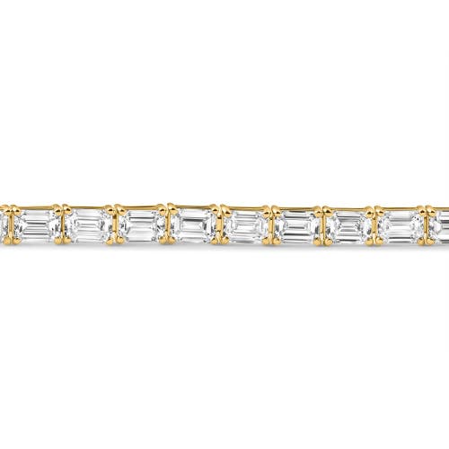 Bliss Diamond 12ct Emerald Cut Diamond East West Tennis Bracelet 14k Gold Lab Grown In Gold