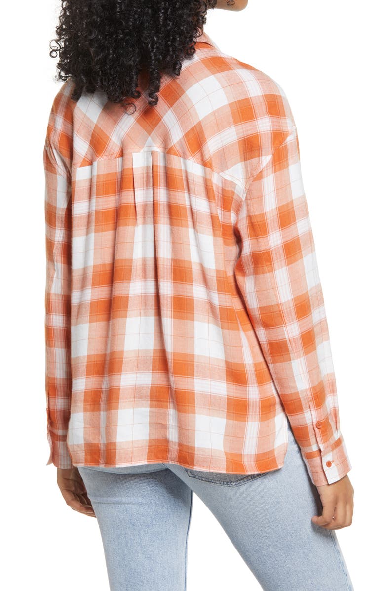 BP. High/Low Plaid Button-Up Shirt, Alternate, color,