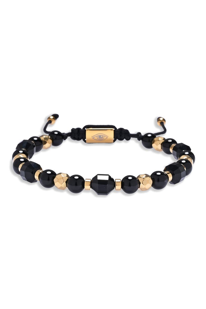 Jackson Agate Beaded Slider Bracelet, Main, color, GOLD/ BLACK