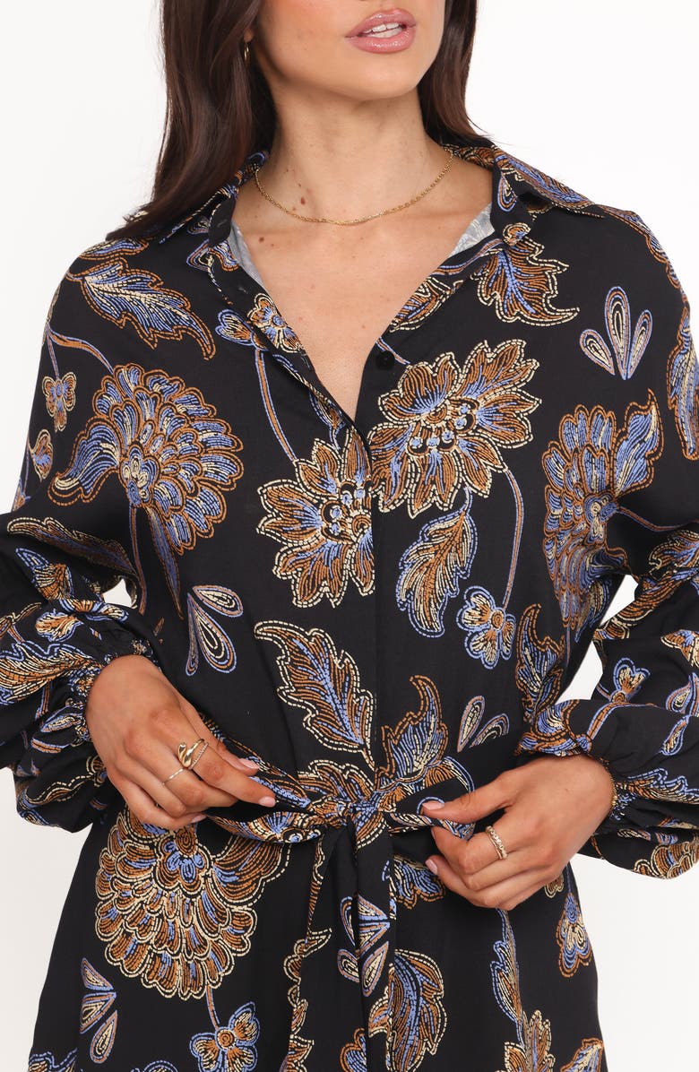 Petal & Pup Pali Floral Long Sleeve Romper, Alternate, color, Black Floral