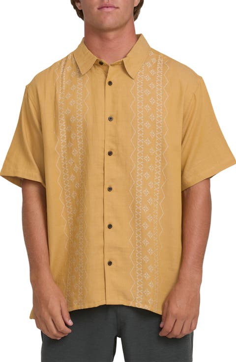 Cordoba Regular Fit Hibiscus Short Sleeve Knit Button-Up Shirt