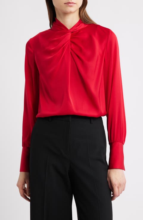 The Lola Stretch Silk Twist Front Top