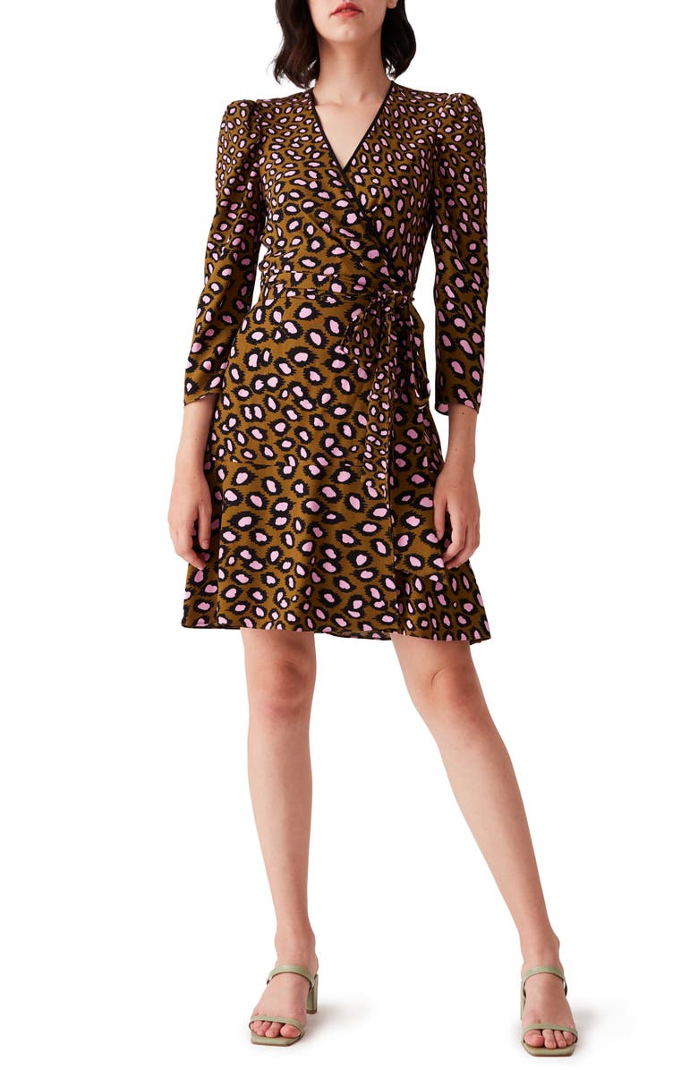 Diane von Furstenberg DVF Charlene Puff Sleeve Wrap Dress, Main, color, 