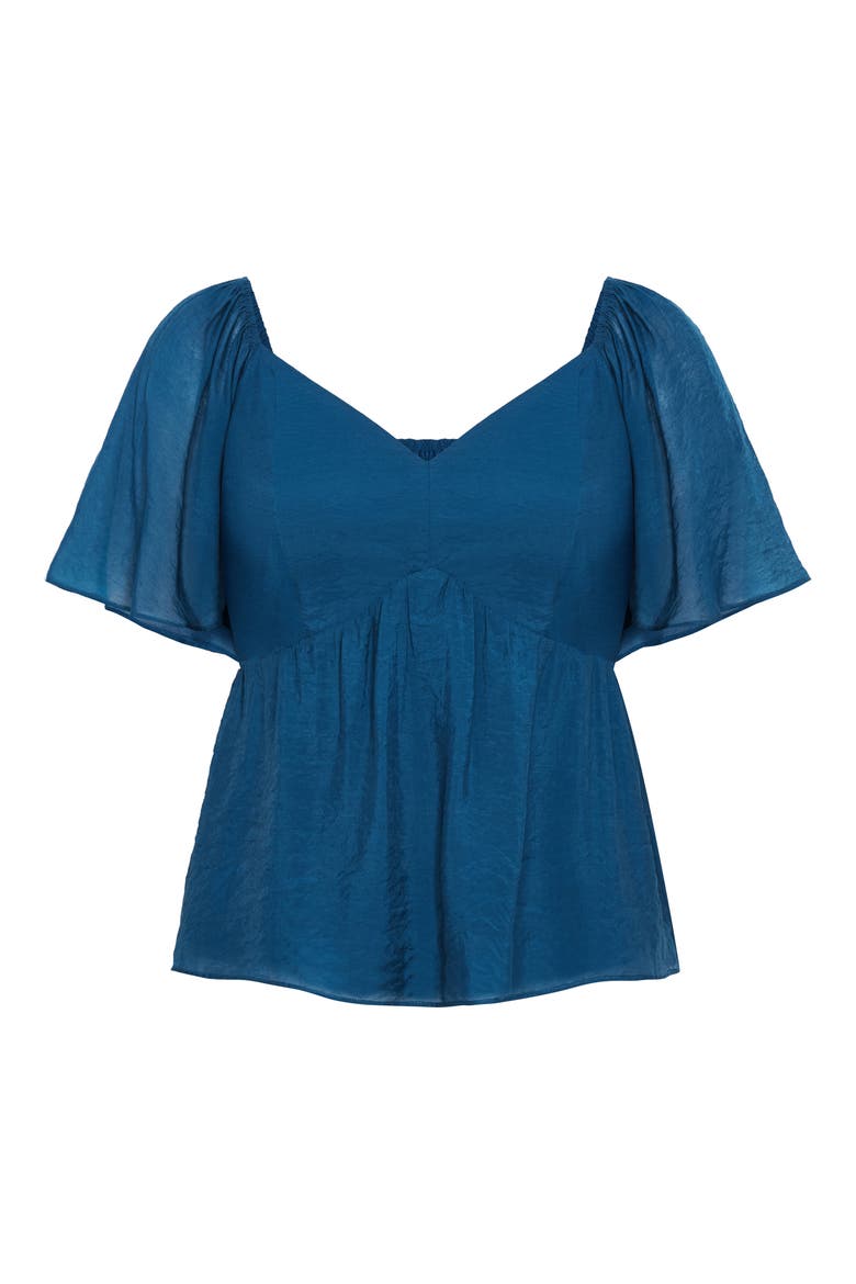 Marci Flutter Sleeve Top, Alternate, color, POSEIDON
