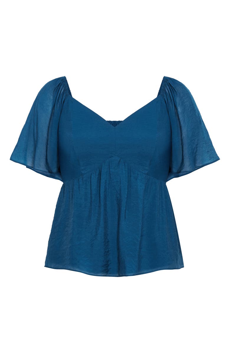 City Chic Marci Flutter Sleeve Top, Alternate, color, Poseidon