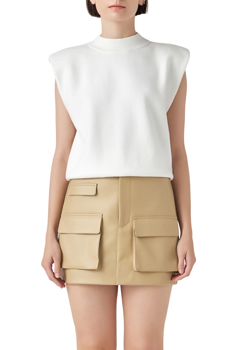 Mock Neck Sleeveless Knit Top, Main, color, IVORY