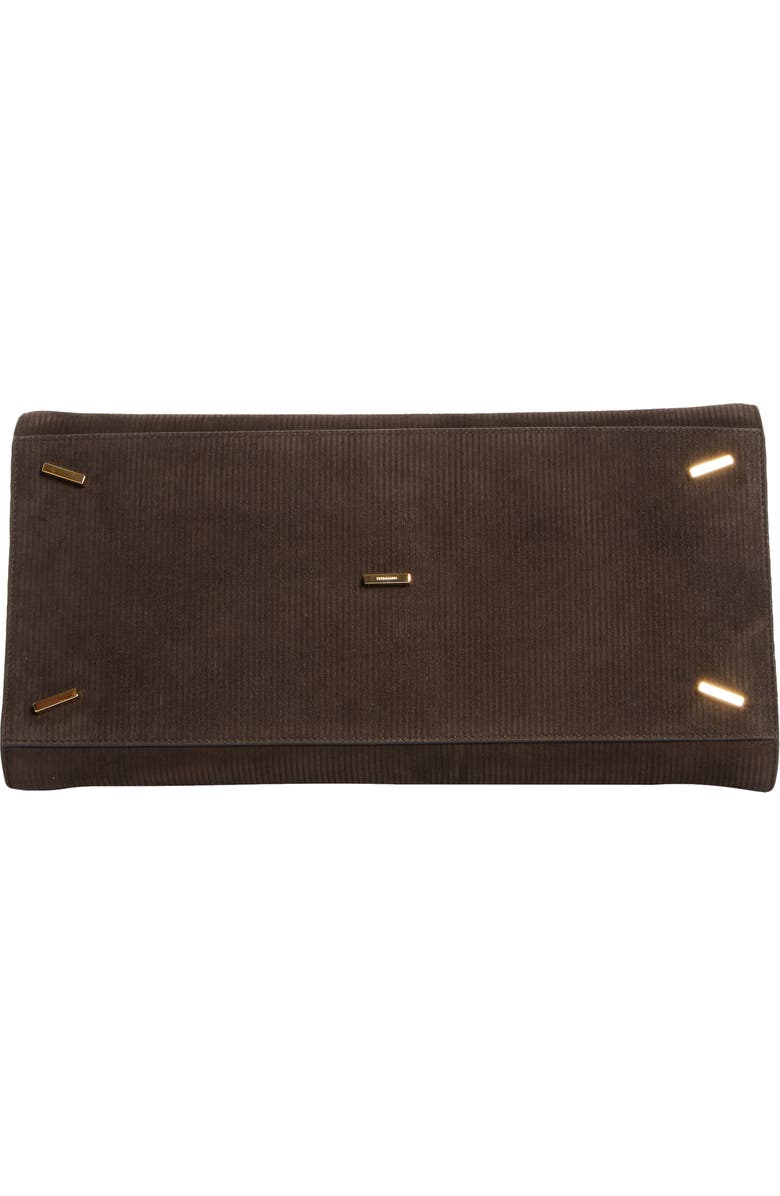 FERRAGAMO Medium Hug Suede Top Handle Bag, Alternate, color, Testa Di Moro