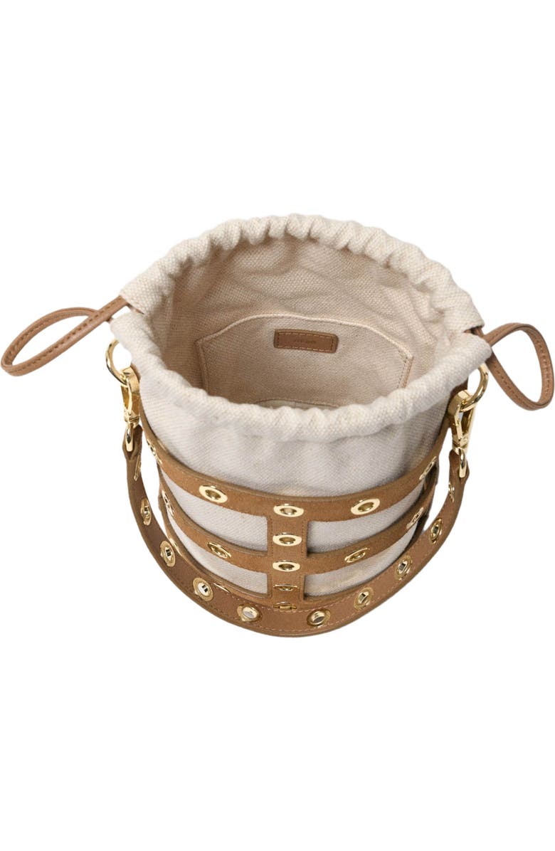 maje Suede Miss M bucket bag, Alternate, color, Camel