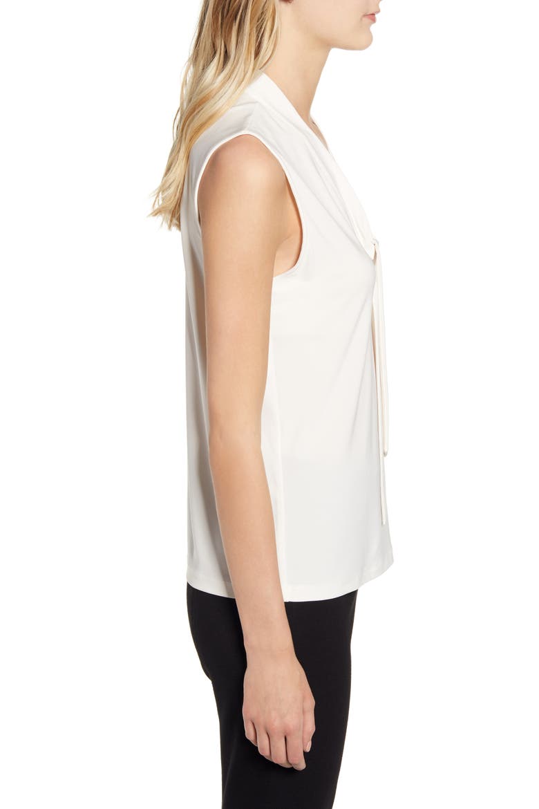 Sleeveless V-Neck Tie Front Blouse, Alternate, color, ANNE WHITE