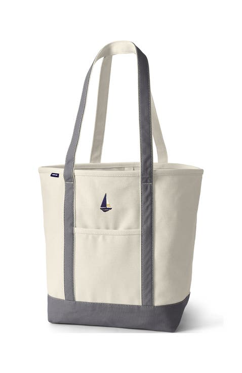 Open Top Long Handle Canvas Tote Bag